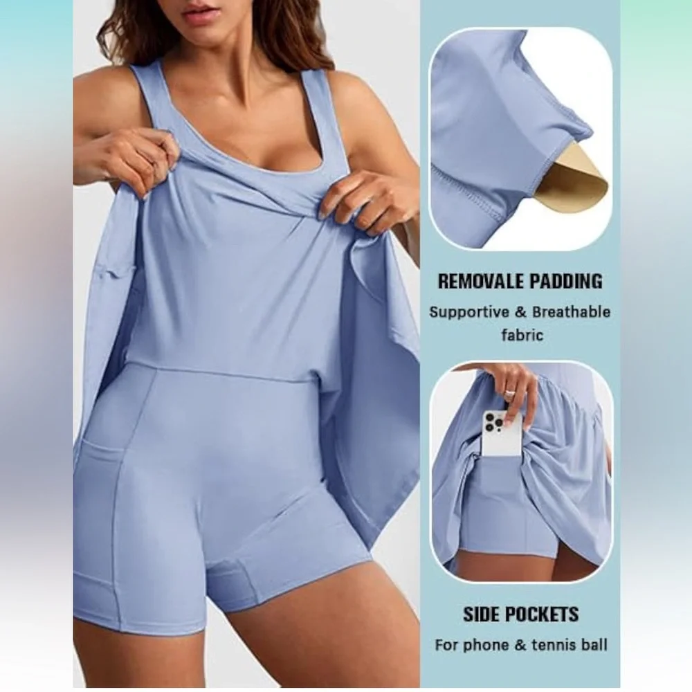 Blue Tennis Dress with built in bra and shorts - Picture 3 of 4